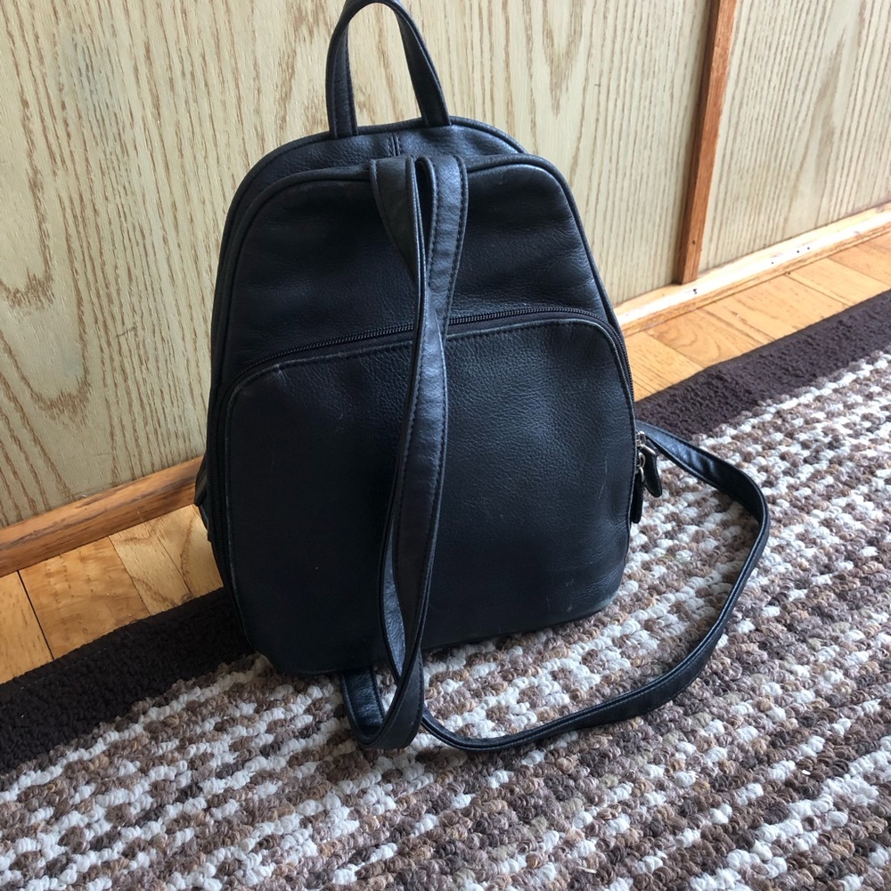 Compact Black Mini Leather Backpack For Women - image 2